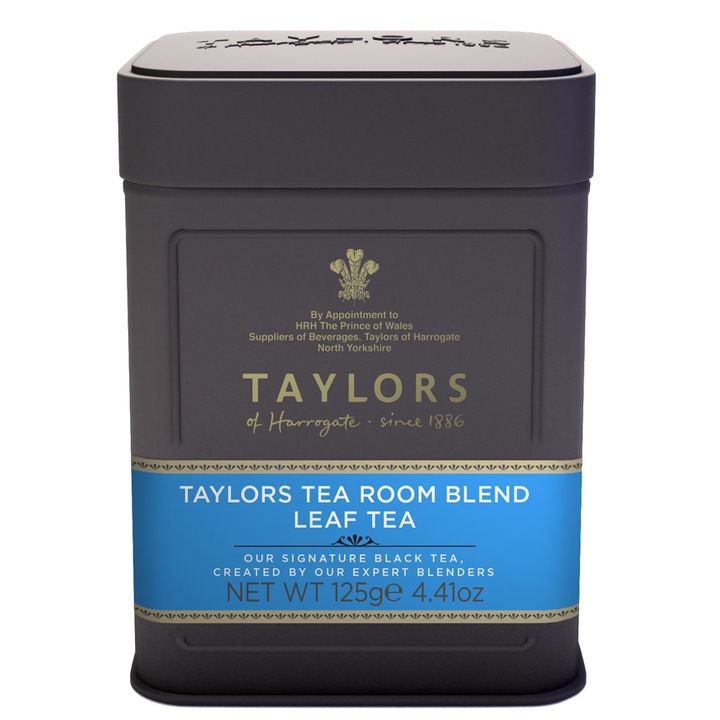 Ceai Negru Tea Room Blend, Taylors of Harrogate, Cutie Metalica, Frunze, 125 gr.