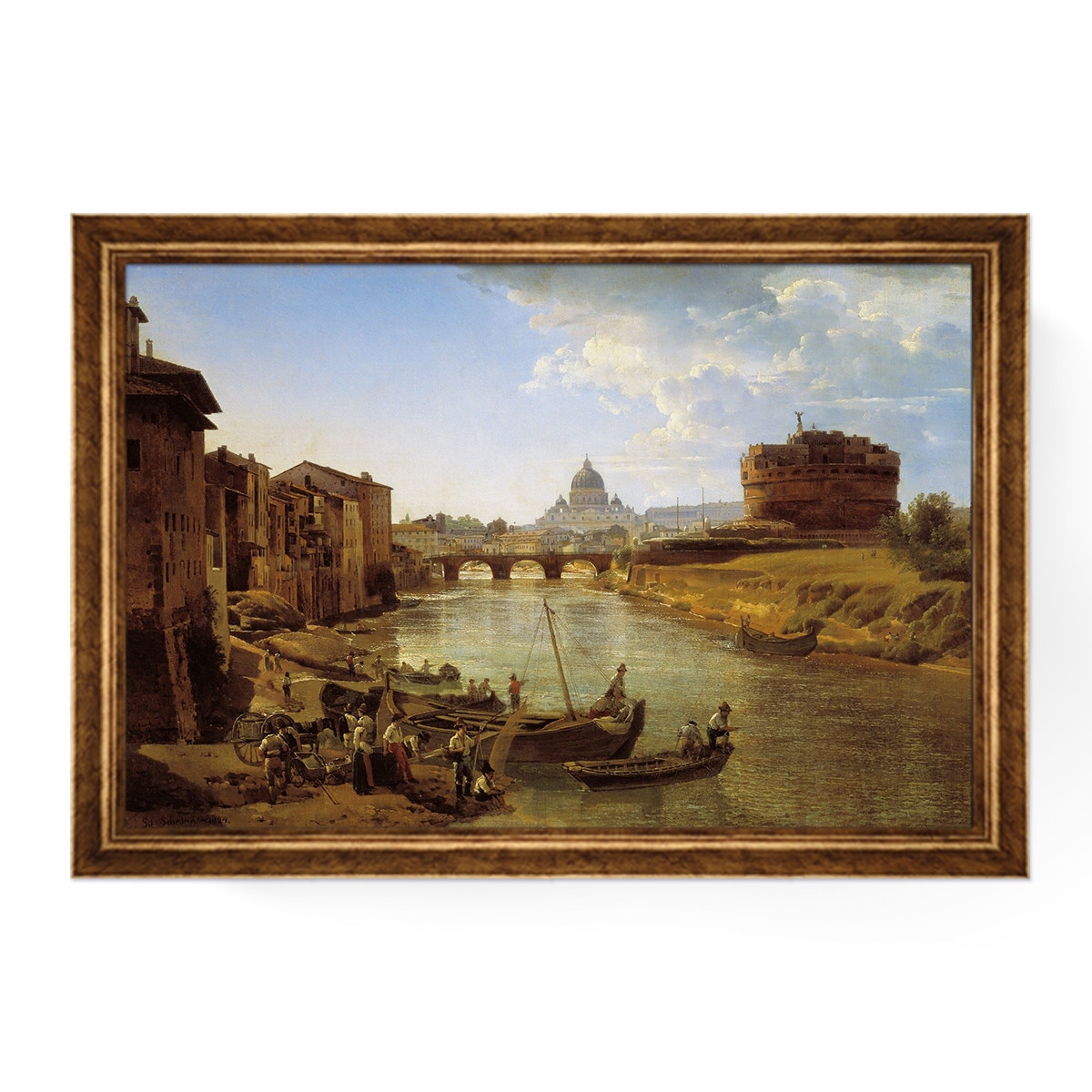 Tablou Inramat - Silvestr Shchedrin - New Rome, The Castle of Saint Angelo, Rama Auriu, 60 x 90 cm