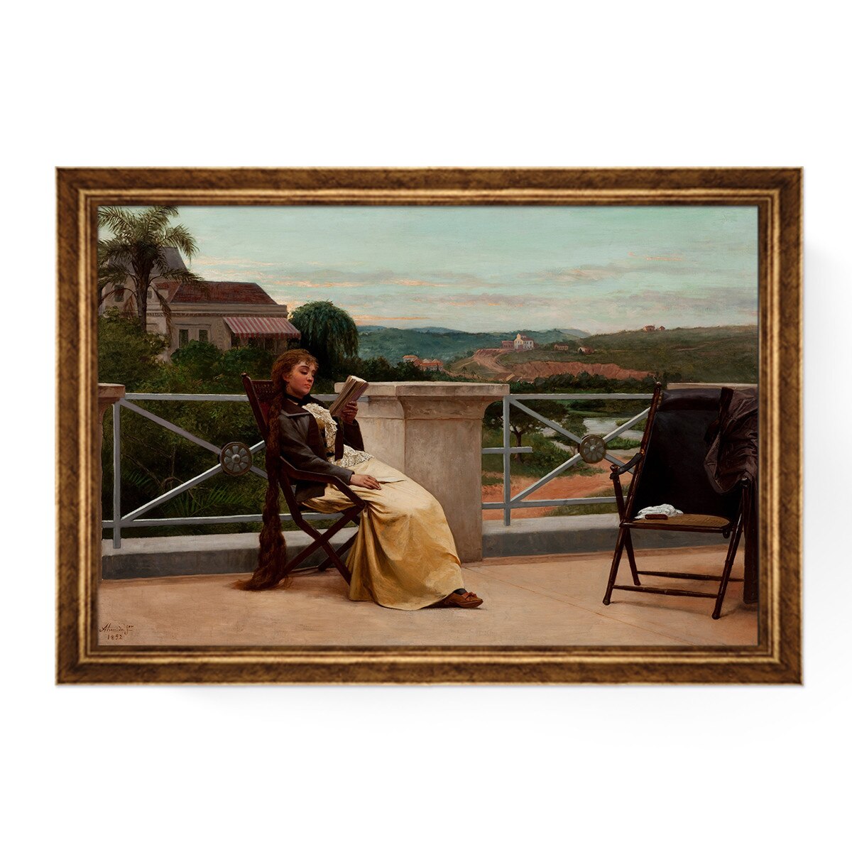 Tablou Inramat - Almeida Junior - Reading, Rama Auriu, 60 x 90 cm