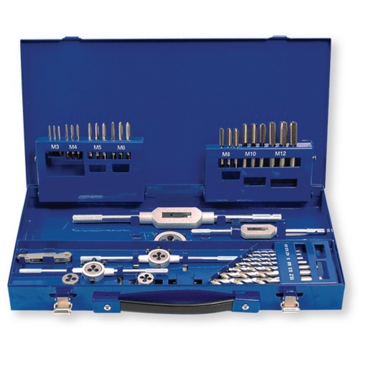Set de unelte pentru filete metrice M3 - M12 42 piese