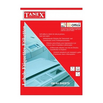 Etichete Tanex 4/A4, 192x59mm, colturi drepte, 100 coli/top Etichete Tanex 4/A4, 192x59mm, colturi drepte, 100 coli/top