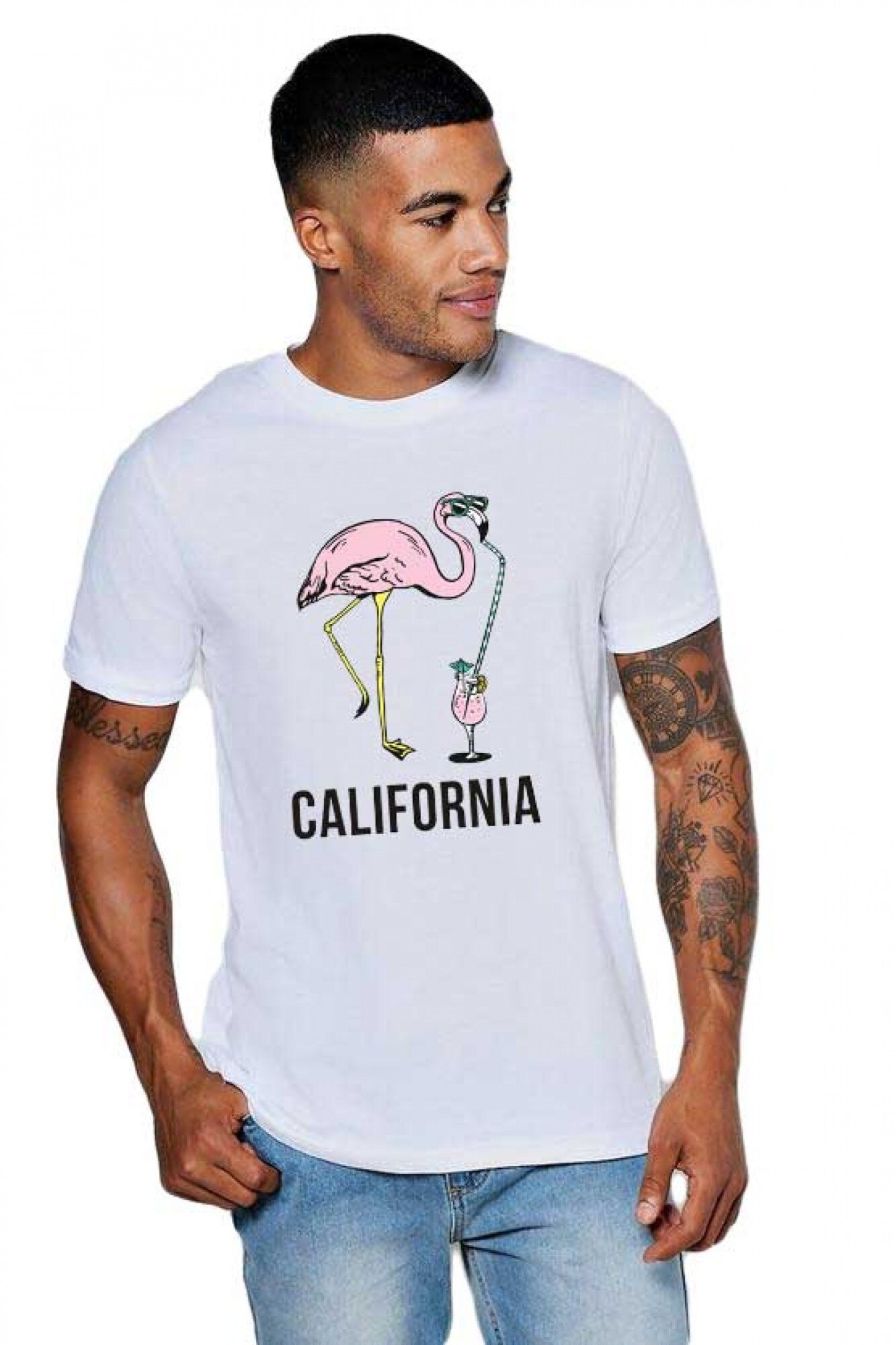 Tricou barbati alb - California