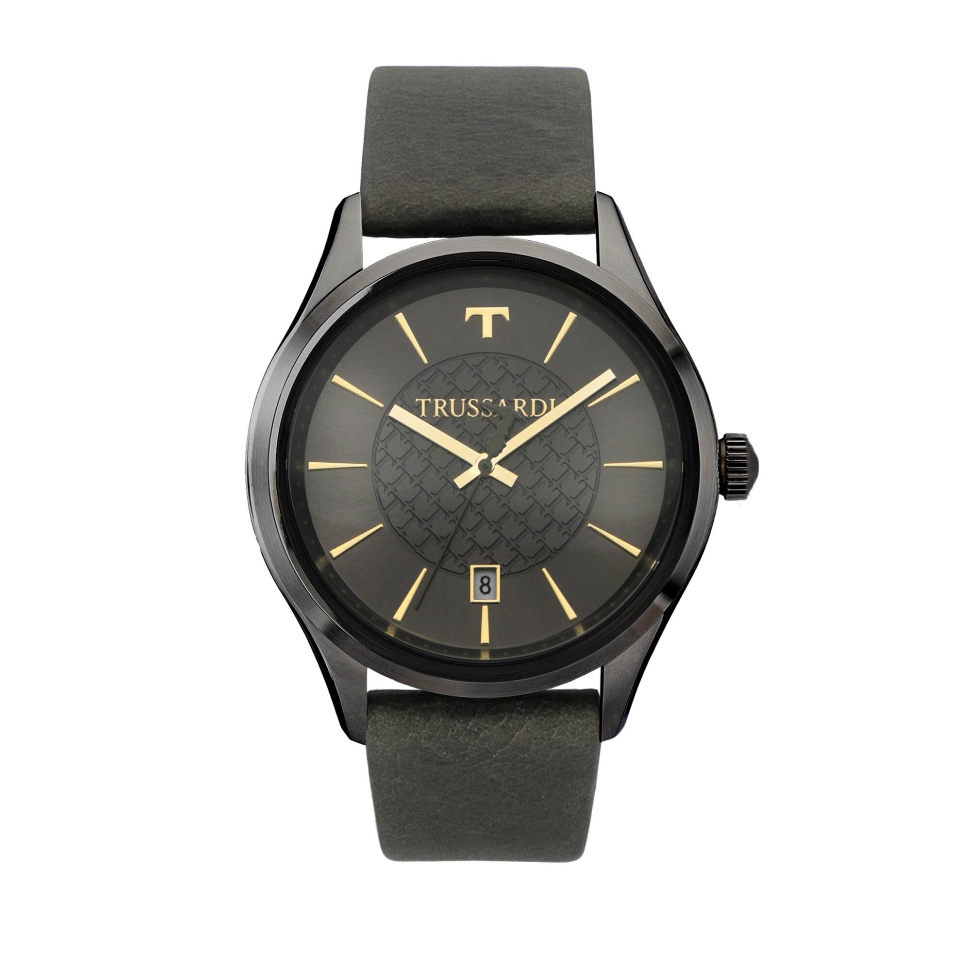 Ceas Trussardi R2451112002, carcasa gri inchis, 42mm, curea neagra piele