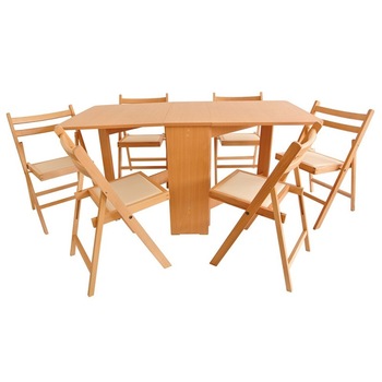 Set masa plianta Axon MD1 fag cu 6 scaune pliante Set masa plianta Axon MD1 fag cu 6 scaune pliante