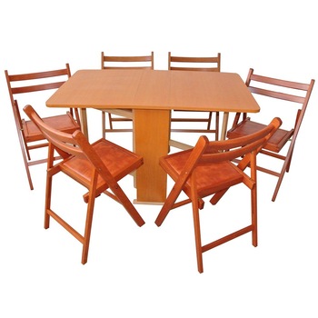 Set masa plianta Axon PRACTIC cires cu 6 scaune pliante tapitate Set masa plianta Axon PRACTIC cires cu 6 scaune pliante tapitate