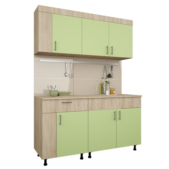 Set Bucatarie haaus Reno, Stejar Sonoma/Verde, L 150 cm