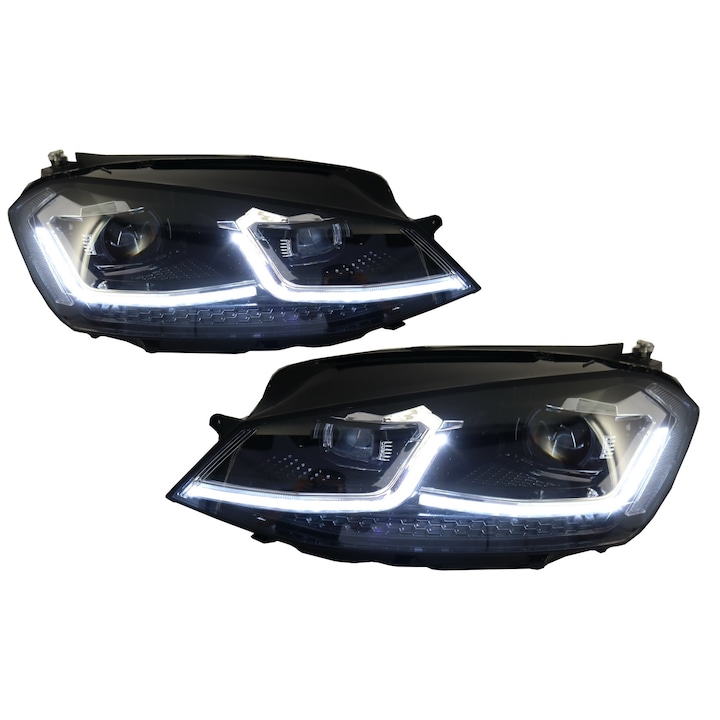 Комплект от 2 RHD LED фара, съвместими с VW Golf 7 VII (2012-2017) Facelift G7.5 R Line Look с динамичен сигнал - десен волан