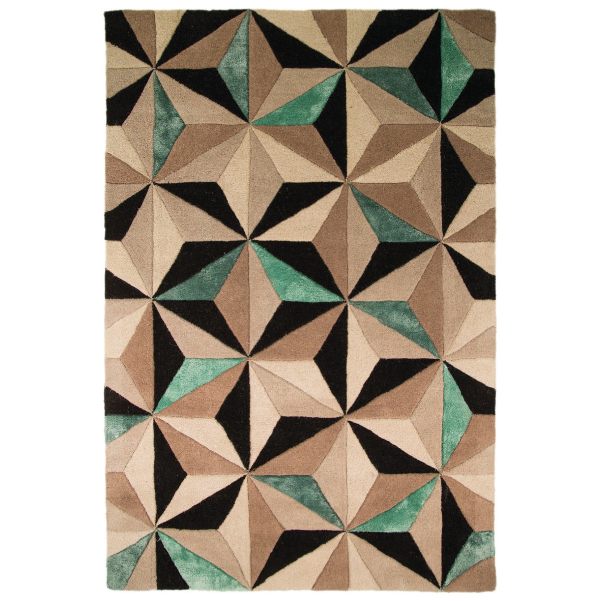 Covor Modern & Geometric Botanical, Lana, Turcoaz, 120X180