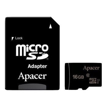 Card memorie microSDHC Apacer 16GB, clasa 10 UHS-I cu adaptor, 45MB/s Card memorie microSDHC Apacer 16GB, clasa 10 UHS-I cu adaptor, 45MB/s