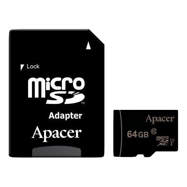 Card memorie microSDXC Card Apacer 64GB UHS-I clasa 10 cu adaptor
