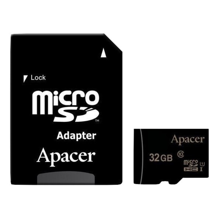 Apacer microSDHC memóriakártya, 32 GB, 10-es osztályú UHS-I adapter, 45 MB/s