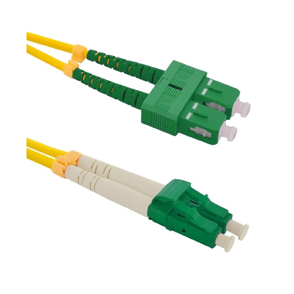 Cablu de retea din fibra optica cu conectare dubla pentru un singur mod , Qoltec , SC/APC LC/APC , G652D , 1m