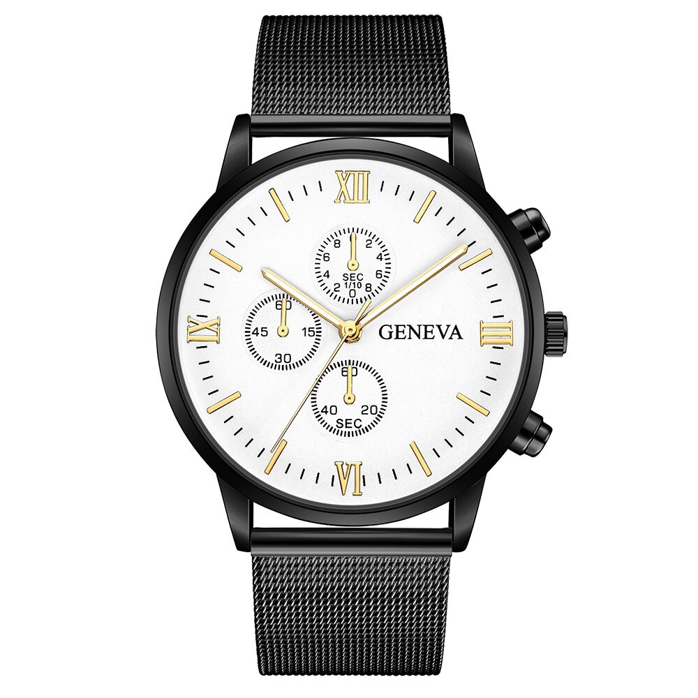 Ceas dama elegant Geneva Bryony, alb, cifre gold
