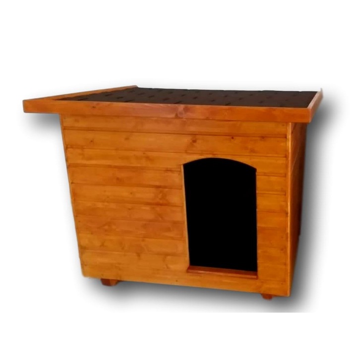 100x110 hőszigetelt kutyaház lapos tetős cseresznye