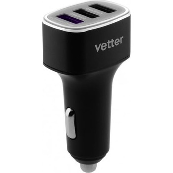 Incarcator auto Vetter Smart Charger 2nd Gen, QC 3.0, Super Charge, 3xUSB, Black Incarcator auto Vetter Smart Charger 2nd Gen, QC 3.0, Super Charge, 3xUSB, Black