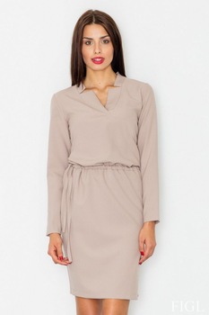 Rochie de zi model 77066 Figl , bej, S Rochie de zi model 77066 Figl , bej, S