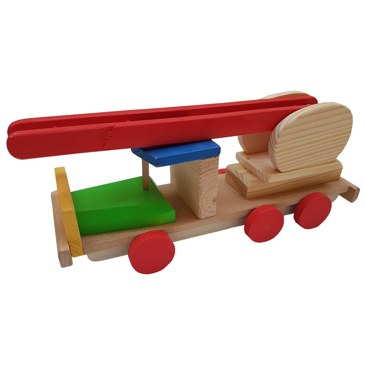 Jucarie masina de pompieri, Alexer, JL03, lemn, multicolor