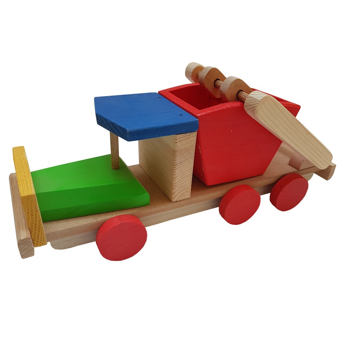 Jucarie masina de gunoi, Alexer, JL02, lemn, multicolor