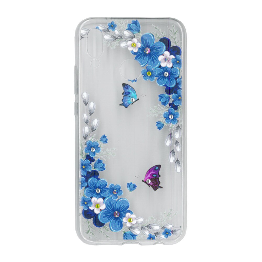 Husa silicon motiv floral si cristal, pentru Huawei P20 lite- Eurocell M1