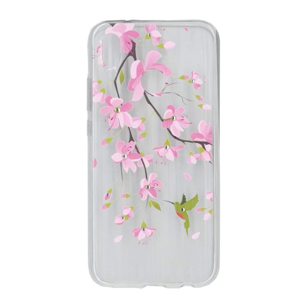 Husa silicon motiv floral si cristal, pentru Huawei P20 lite- Eurocell M2