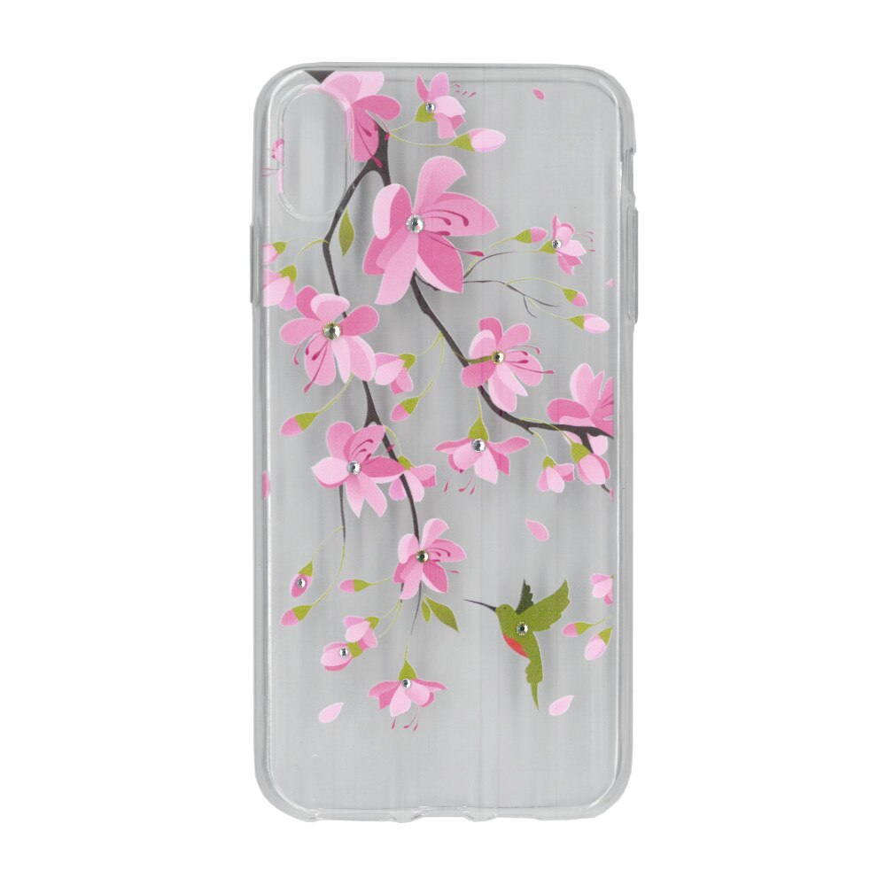 Husa silicon motiv floral si cristal, pentru iPhone Xs Max - Eurocell M2