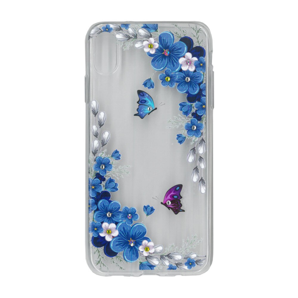 Husa silicon motiv floral si cristal, pentru iPhone Xs Max - Eurocell M1