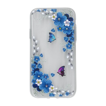 Husa silicon motiv floral si cristal, pentru iPhone Xr - Eurocell M1 Husa silicon motiv floral si cristal, pentru iPhone Xr - Eurocell M1