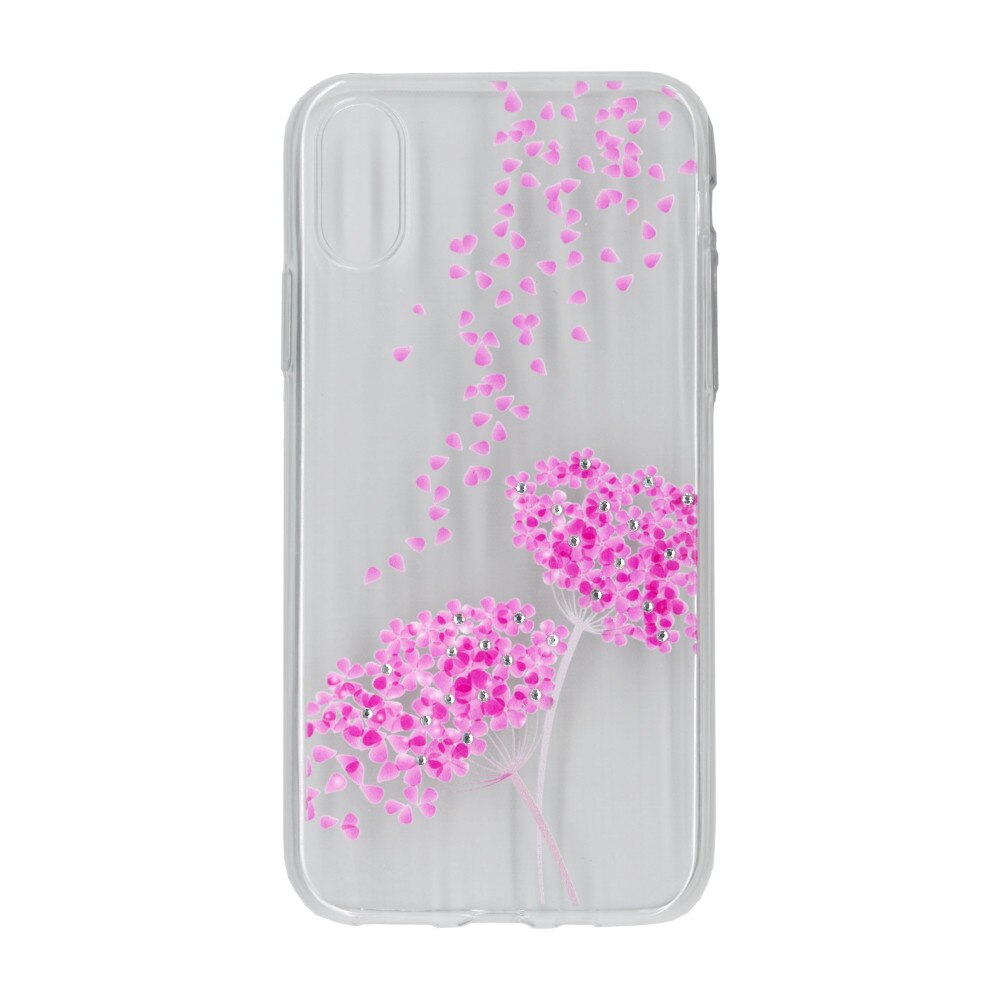 Husa silicon motiv floral si cristal, pentru iPhone X/Xs- Eurocell M4