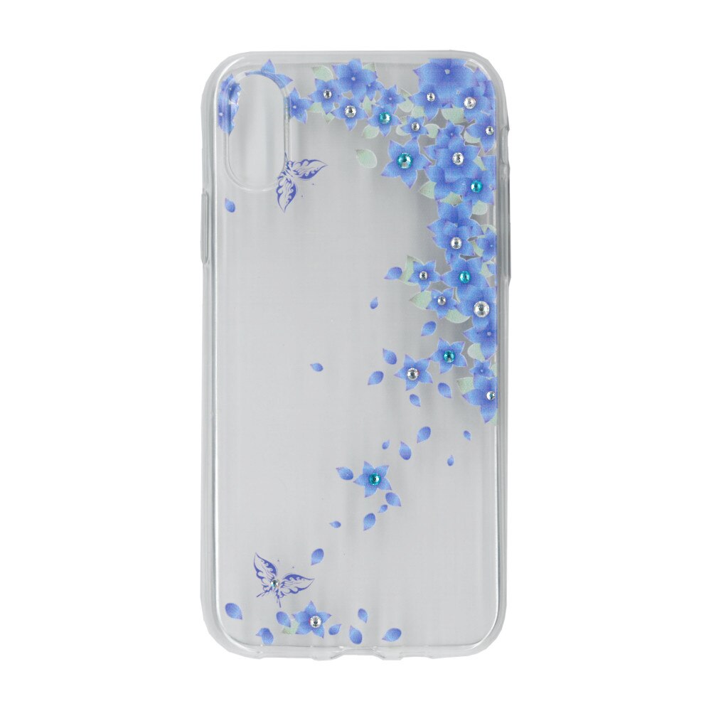 Husa silicon motiv floral si cristal, pentru iPhone X/Xs- Eurocell M3