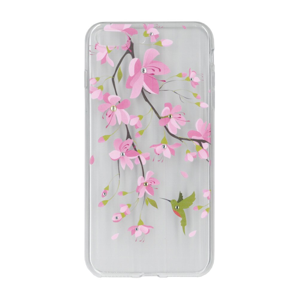 Husa silicon motiv floral si cristal, pentru iPhone 7/8 Plus- Eurocell M2