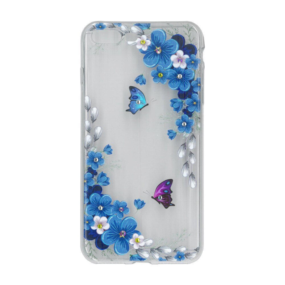 Husa silicon motiv floral si cristal, pentru iPhone 7/8 Plus- Eurocell M1