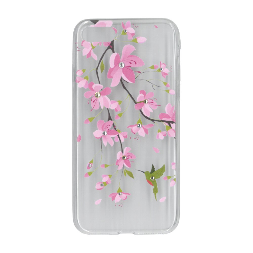 Husa silicon motiv floral si cristal, pentru iPhone 7/8 - Eurocell M2