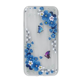 Husa silicon motiv floral si cristal, pentru iPhone 7/8 - Eurocell M1 Husa silicon motiv floral si cristal, pentru iPhone 7/8 - Eurocell M1