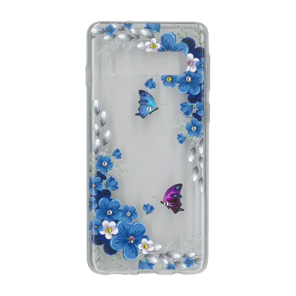 Husa silicon motiv floral si cristal, pentru Samsung Galaxy S10 - Eurocell M1
