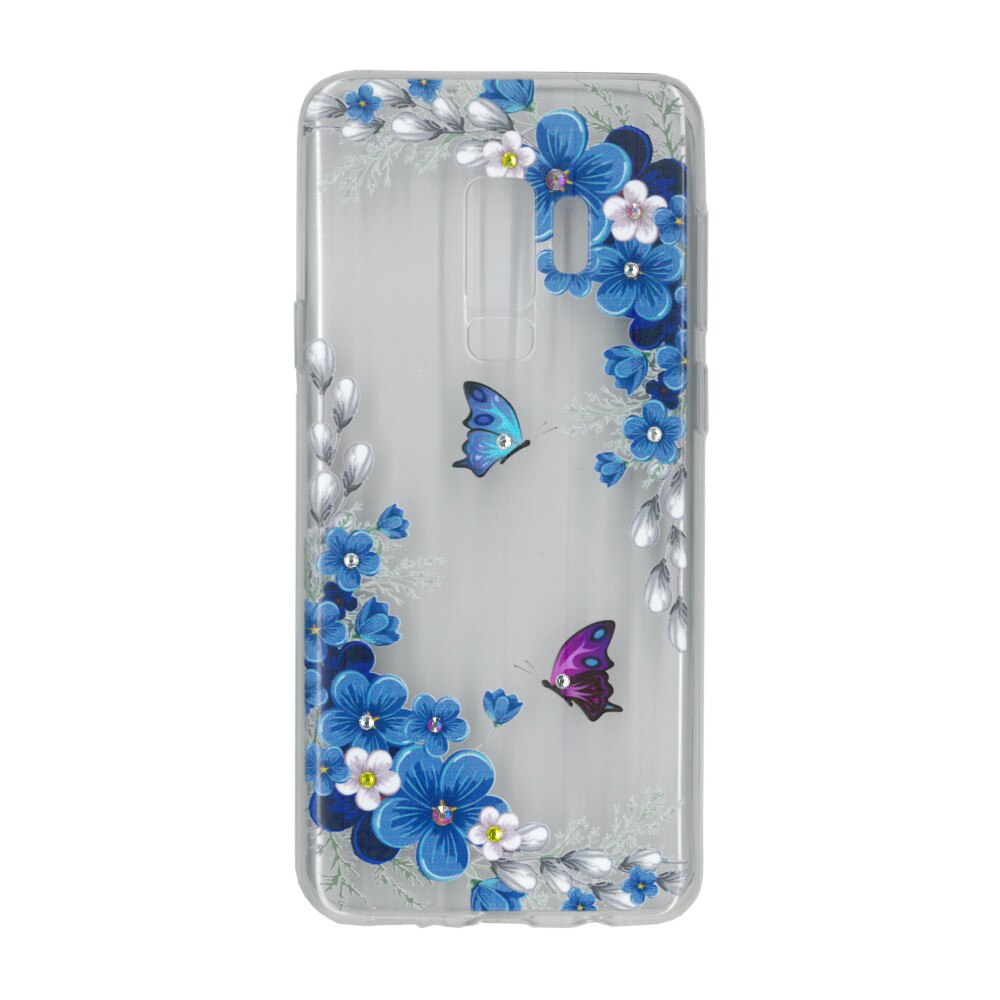 Husa silicon motiv floral si cristal, pentru Samsung Galaxy S9 plus - Eurocell M1