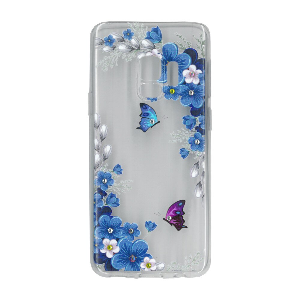 Husa silicon motiv floral si cristal, pentru Samsung Galaxy S9 - Eurocell M1