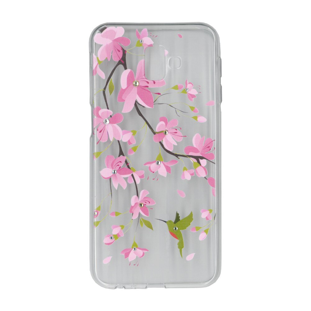 Husa silicon motiv floral si cristal, pentru Samsung Galaxy J6 Plus (2018) - Eurocell M2
