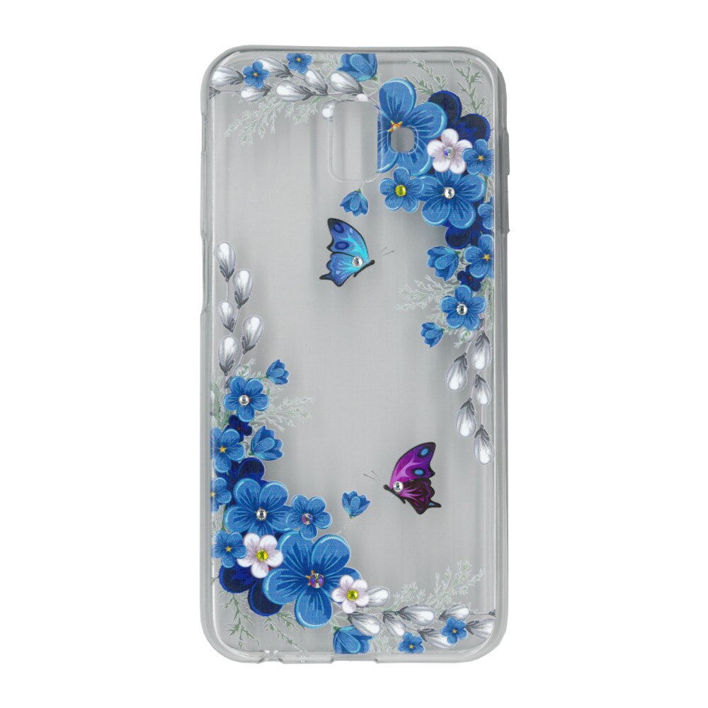Husa silicon motiv floral si cristal, pentru Samsung Galaxy J6 Plus (2018) - Eurocell M1