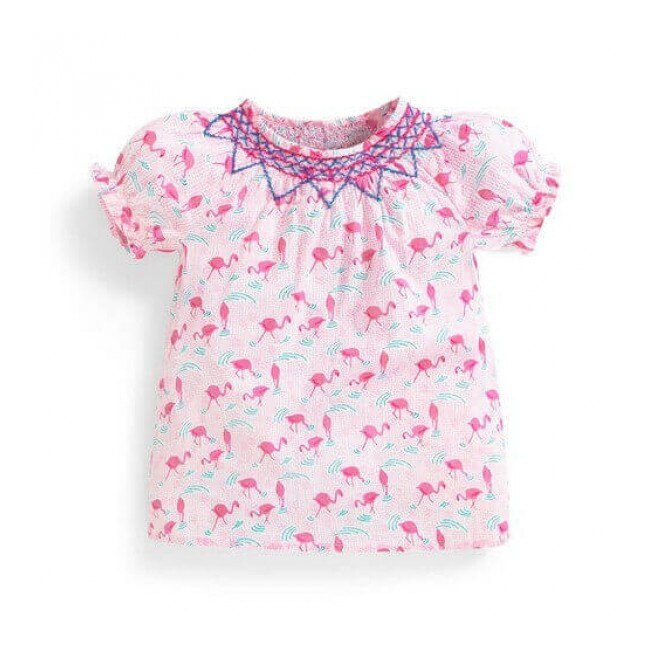 Tricou Pretty Smock Flamingo Jojo Maman Bebe