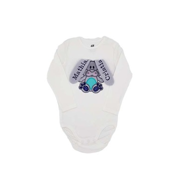 Body personalizat prin broderie Iepuras, bumbac 100%, alb Body personalizat prin broderie Iepuras, bumbac 100%, alb