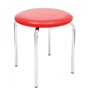 Taburet fix, rotund, imitatie piele rosie, 45 x 45 x 46 cm, scaun bucatarie , living , ATS Taburet fix, rotund, imitatie piele rosie, 45 x 45 x 46 cm, scaun bucatarie , living , ATS