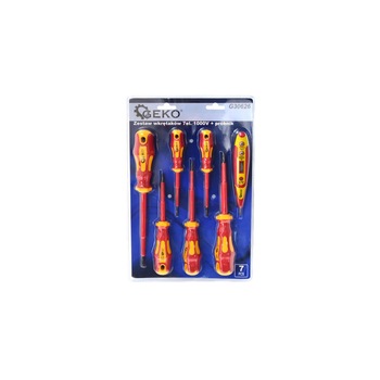 Set 6 surubelnite 1000V + tester digital de tensiune, Geko, G30626 Set 6 surubelnite 1000V + tester digital de tensiune, Geko, G30626