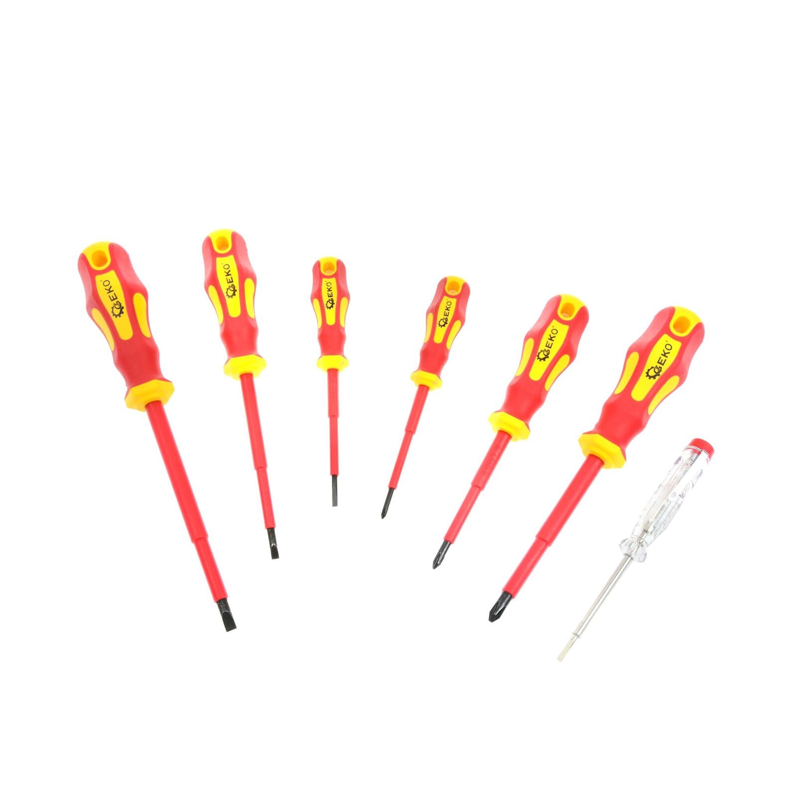 Set 6 surubelnite 1000V + tester de tensiune, Geko, G30625