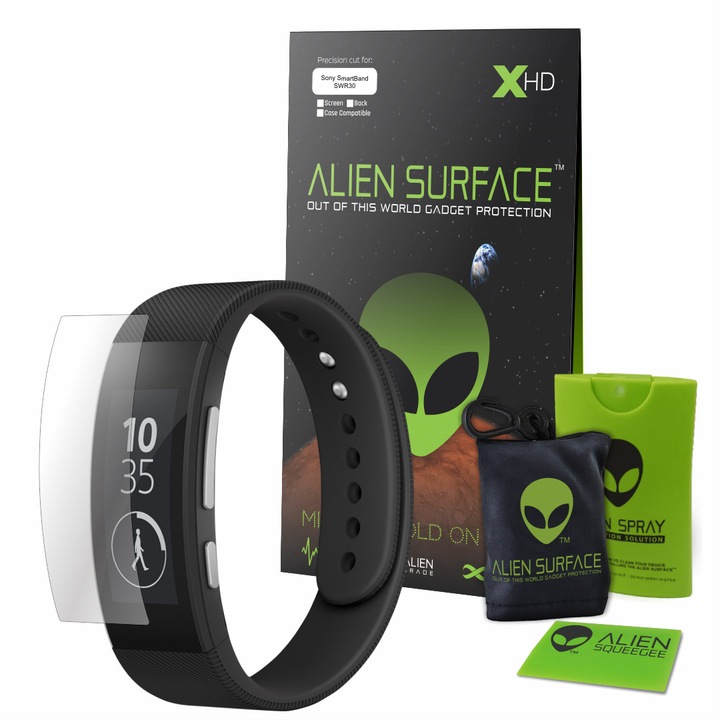 Alien Surface XHD fólia, Sony SmartBand SWR30, képernyővédő 1+2 Grid + Alien Fiber ajándék