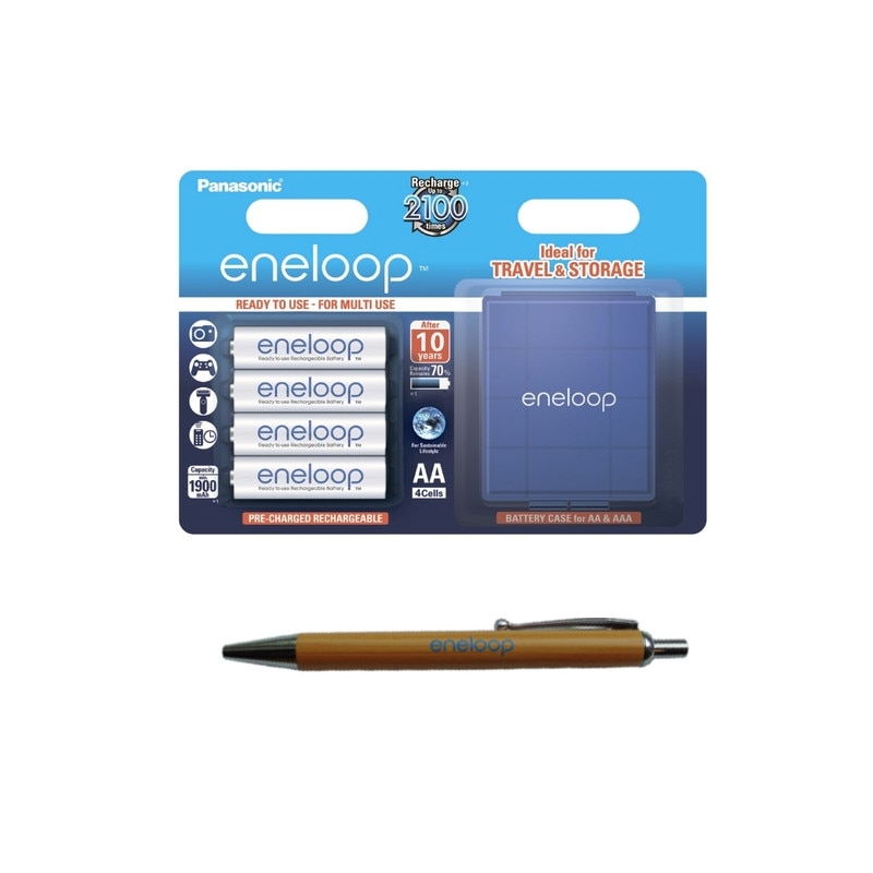 Acumulatori Panasonic Eneloop AA R6 1900mAh 1,2V Ni-MH + carcasa + pix Eneloop BK-3MCCEC/4BE set 4 buc