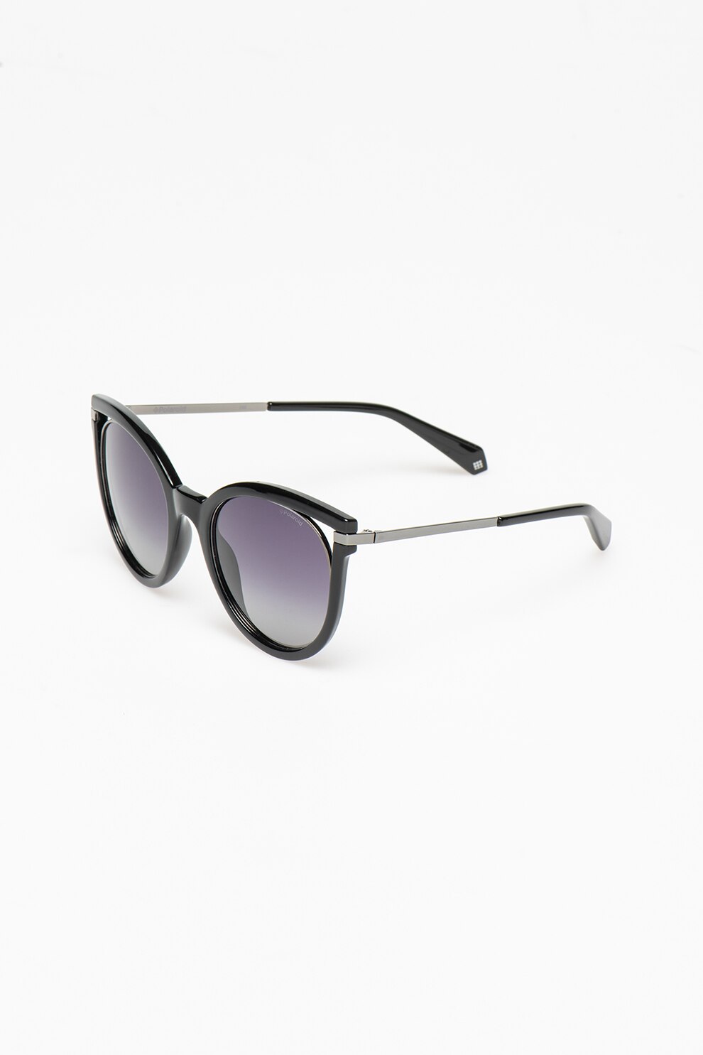 Polaroid, Ochelari de soare cat-eye cu lentile ultrapolarizate, Negru/Gri hematit, 51-21-140 Standard