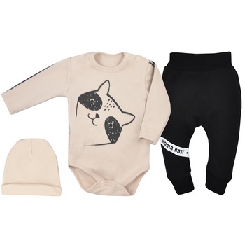 Compleu 3 piese baieti Koala Cartoon 07-587, Bej Compleu 3 piese baieti Koala Cartoon 07-587, Bej