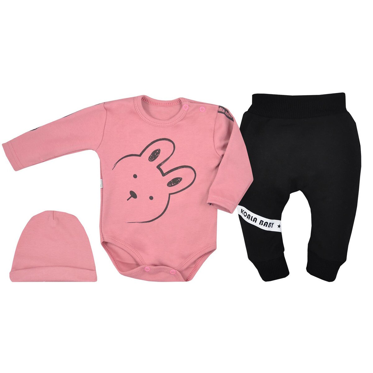 Compleu 3 piese fetite Koala Cartoon 07-587R, Roz