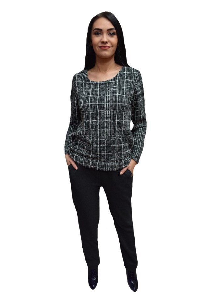 Pantalon lung dama,usor captusit,material usor elastic,D&J Exclusive,Gri, Gri, 46
