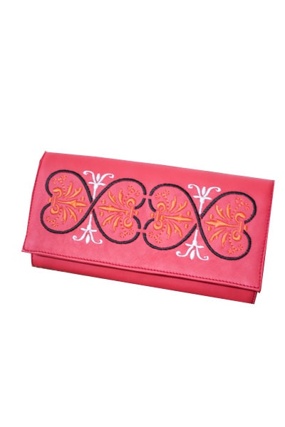 Portofel din piele naturala, Femei Infinite Love , Rosu, handmade, Amaya, 19,5 cm x 11 cm